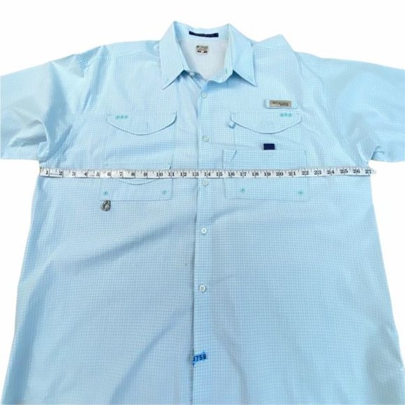 Columbia PFG Men's Sky Blue 100%Cotton Collared Button Down Casual Shirt Size XL - Picture 11 of 12